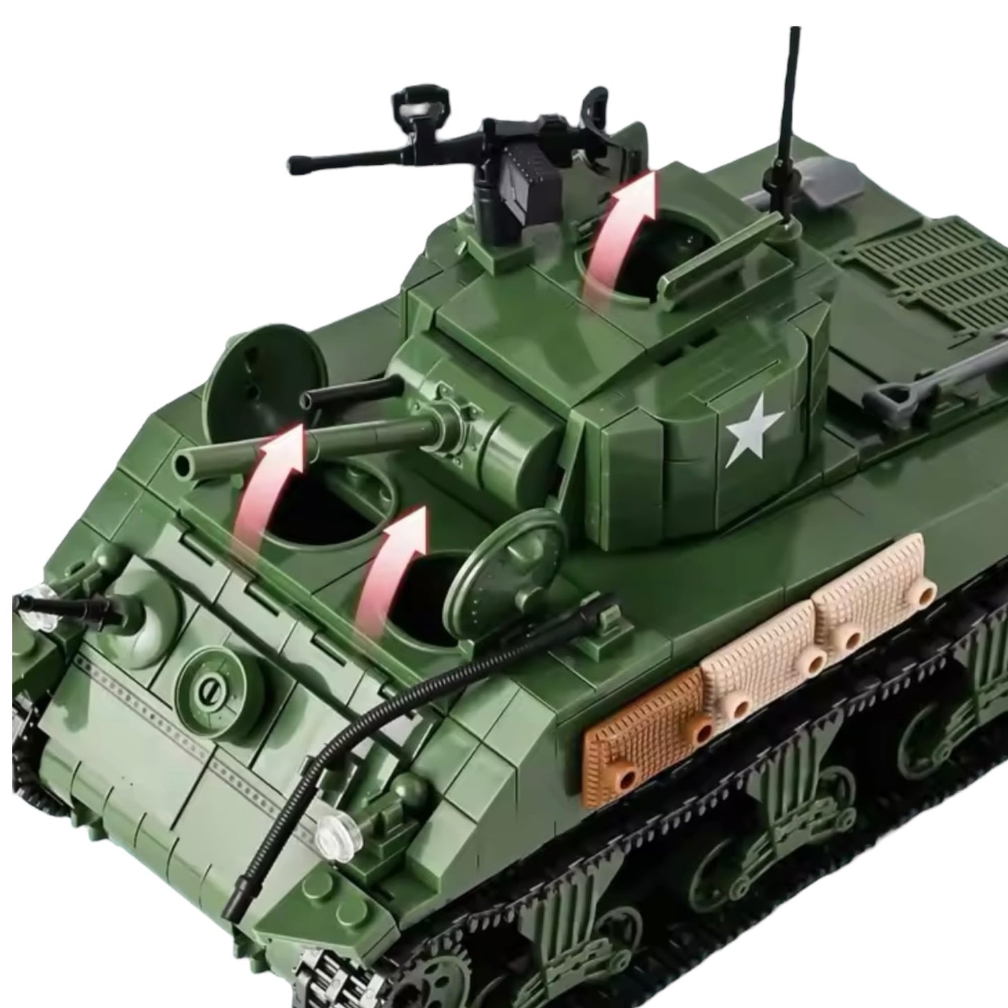 General Jim's 726-Piece M4A1 Sherman Tank Building Block Set - Detailed World War II Model with Rotating Turret Printed Instructions Compatible with Major Brands