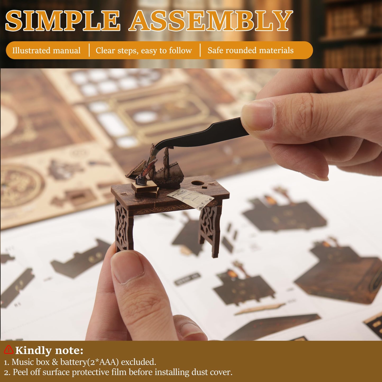 Sunnino Book Nook Kit - Diy Miniature House Kit Doll House 3D Wooden Puzzles With Led Book Nook Kits For Adults Unique Gift For