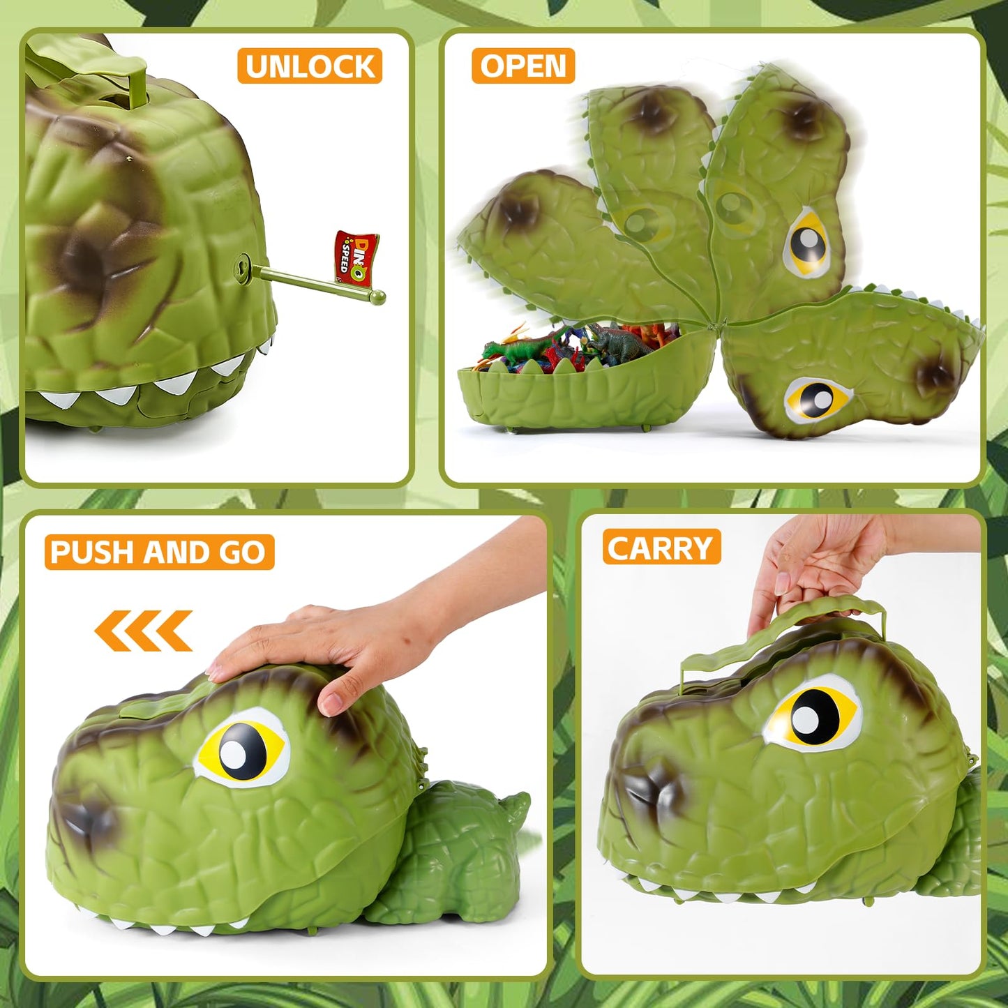 Dinosaur Toys For Kids 3-5 4-7, 4-In-1 Dinosaur Carrier Track Toys For Boys, Jurassic Realistic Dino Figures Set, Dinosaur Eggs