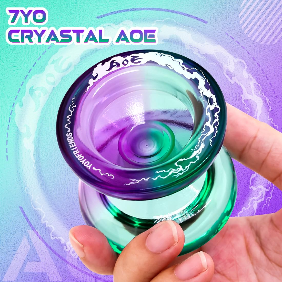 7Yo Responsive Yoyo Aoe, Dual Purpose Yoyo For Beginners Kids, Professional Crystal Yoyo Wide Plastic Yoyo With Kk Bearing + Axl