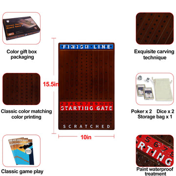 Grhonior Original Horse Racing Board Game with 11 Luxurious Durable Metal Horses Full Size Solid Wood Horse Race Board Game Set