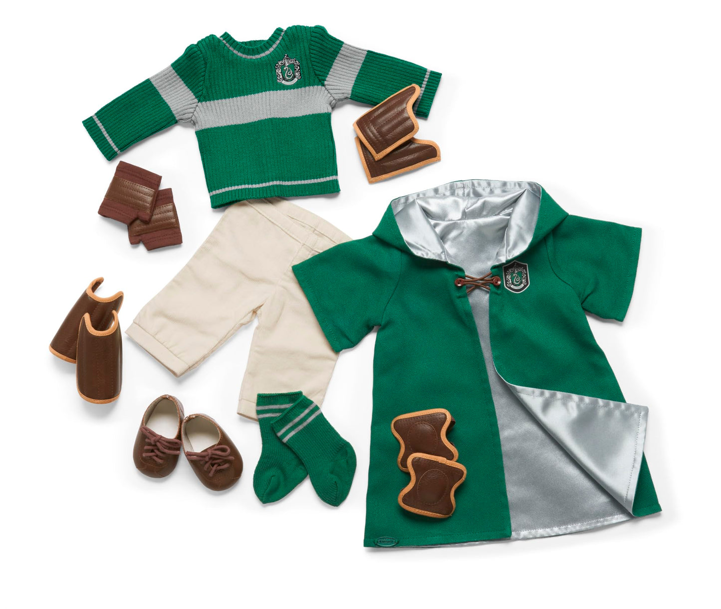 American Girl Harry Potter 18-inch Doll Slytherin Quidditch Uniform Outfit with Robe Featuring House Crest, For Ages 6+
