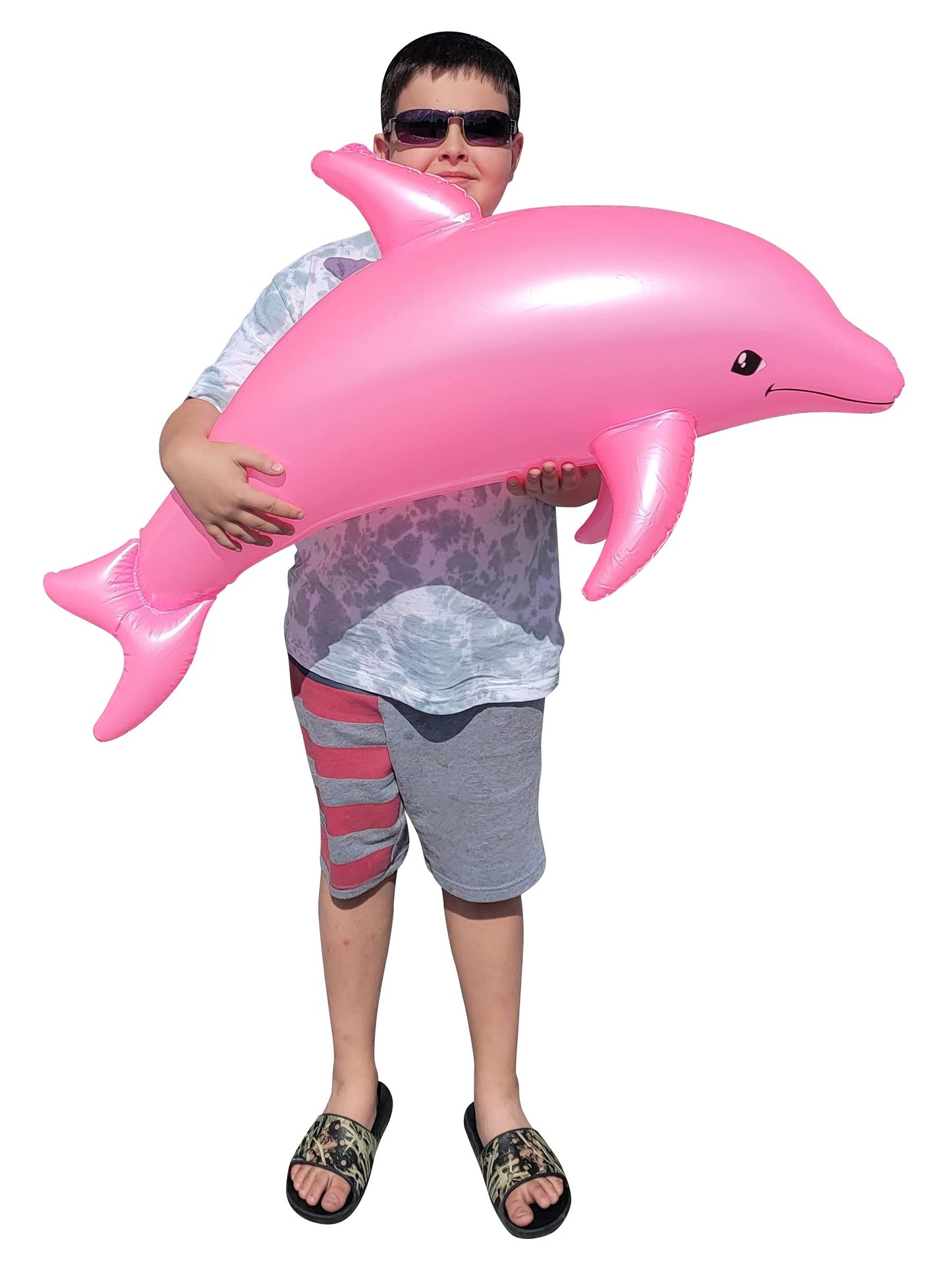 Huge 40' Pearlized Dolphin Inflate Inflatable Pool Toy Beach Poolside Aquatic Themed Decor Birthday Party Buffet Table Decoration (Pink - 1 Pack)