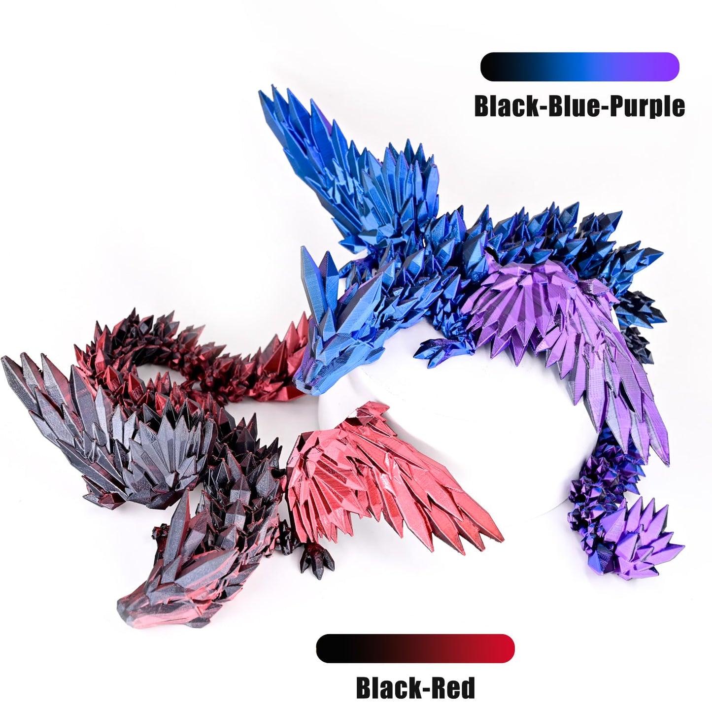 Locyfens 2 Pack 3D Printed Dragon With Wings Flying Dragon, Articulated 3D Dragon Toys, 3D Printed Crystal Wing Dragon Without D