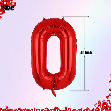 40 Inch 0 Red Number Balloons Mylar Foil Helium Digital Balloons Baby Shower 10Th Birthday Party Decor Supplies
