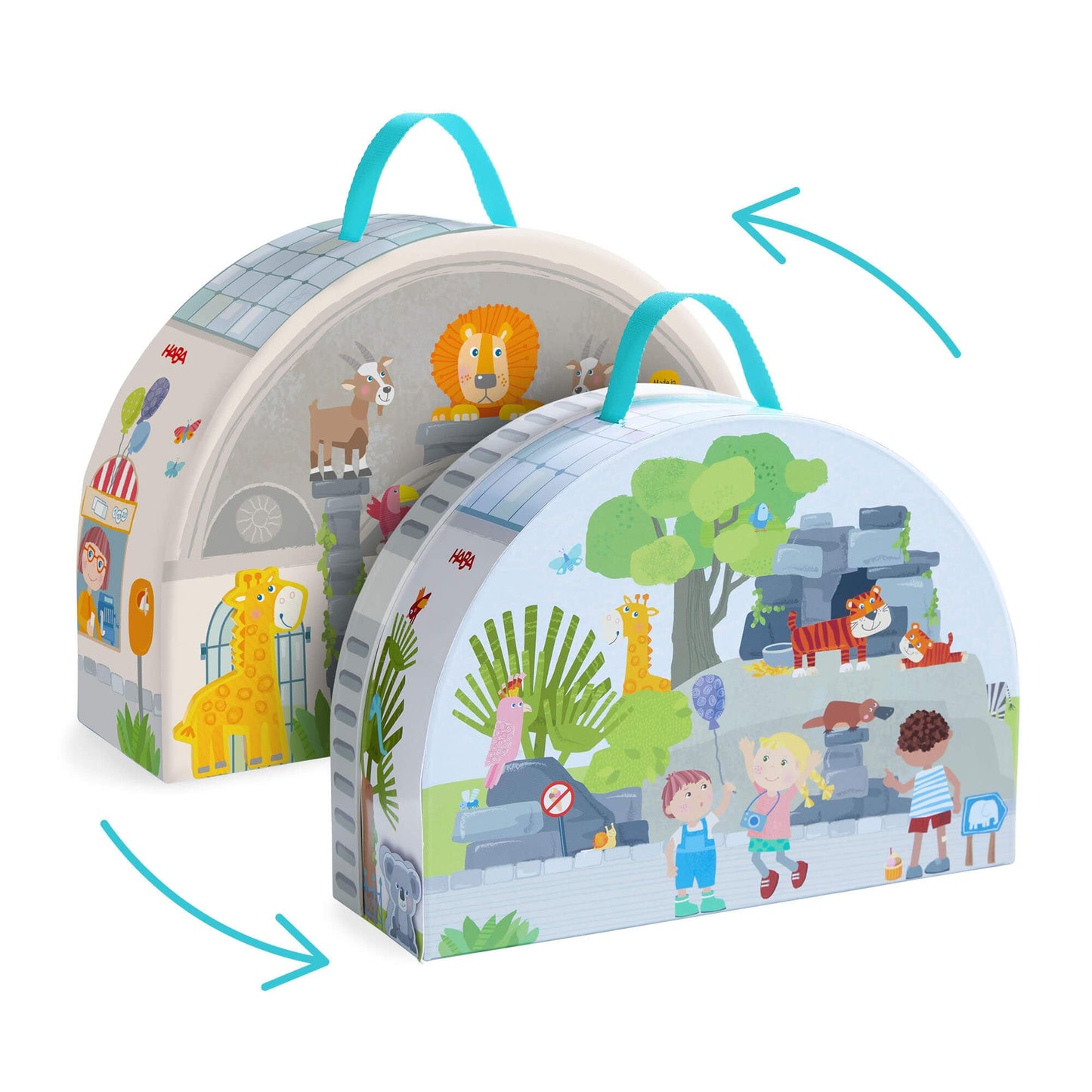 Haba Wooden Animal Playset - Play World At The Zoo, Stem Educational Toy With Zoo Animals & Accessories, Preschool Learning Toy
