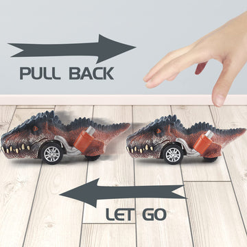 DINOBROS Pull Back Dinosaur Cars - 6 Pack Dino Toys for Kids 3-7, Multicolor, Plastic, Model D26A