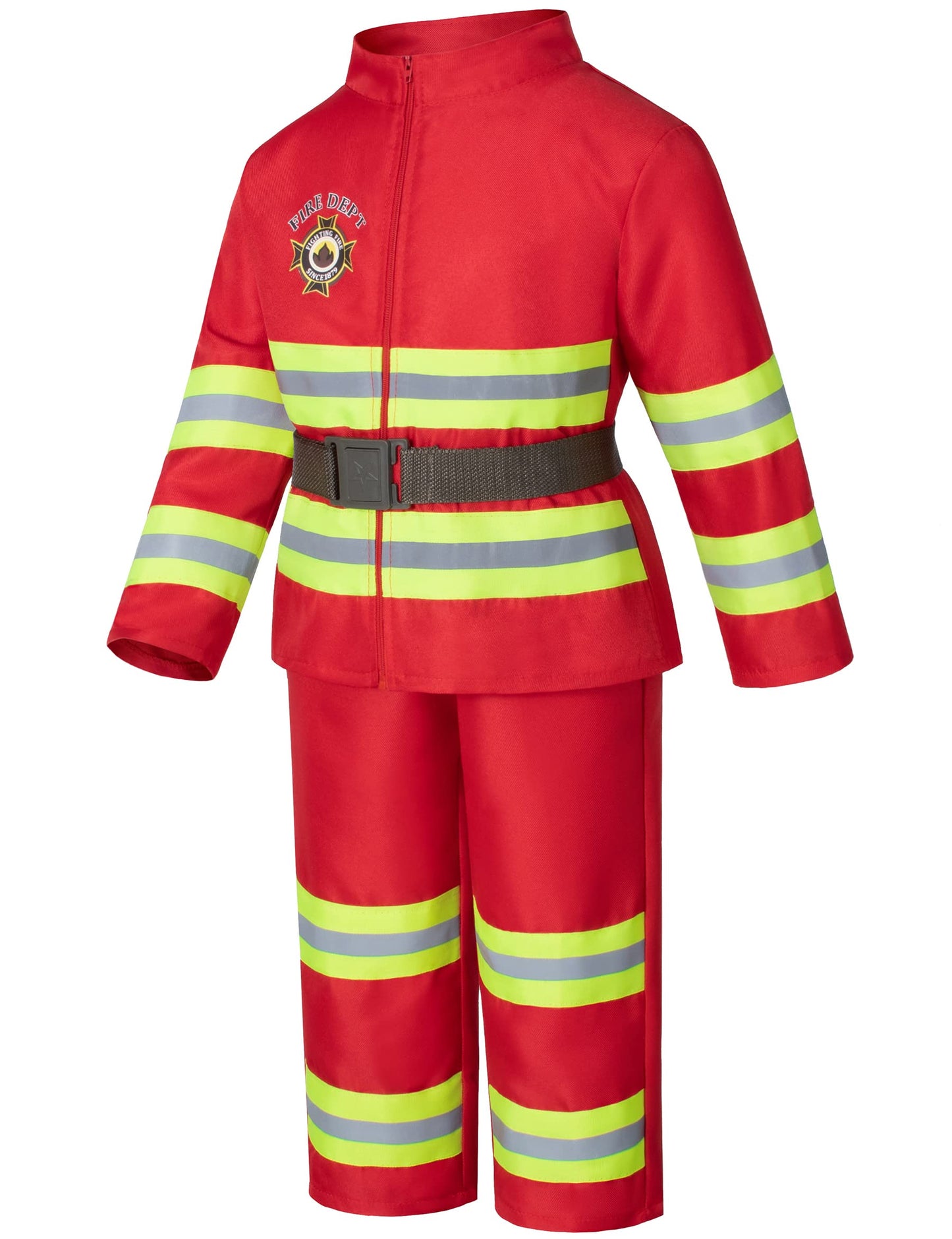 Child Fire Fighter Chief Role Costume Red For Kids(130Cm 6-7 Years)