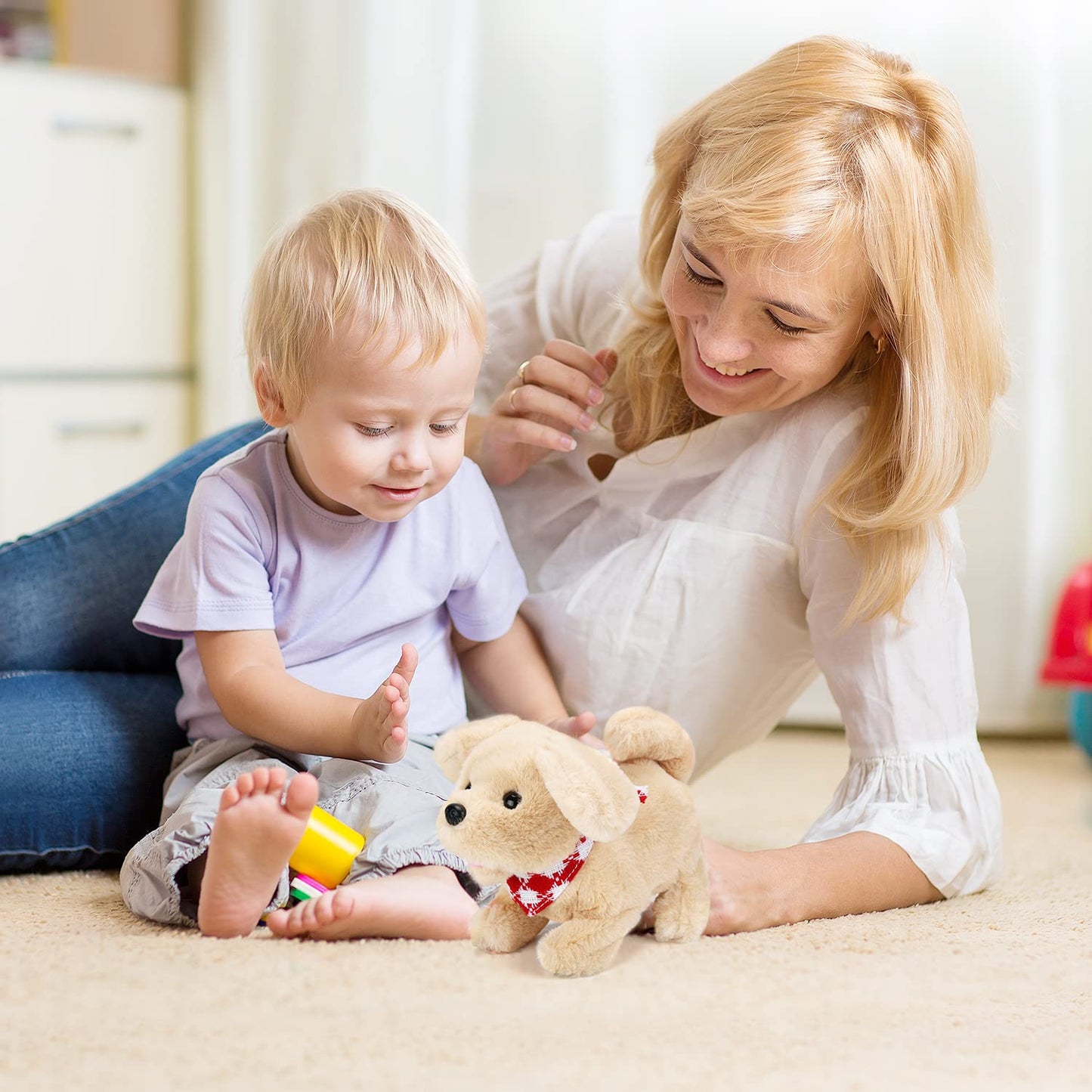Sotodik Electric Plush Toys Corgi Puppy Interactive Pet Dog-Walking,Barking,Tail Wagging Interactive Toys For Toddler Kids Boys Girls
