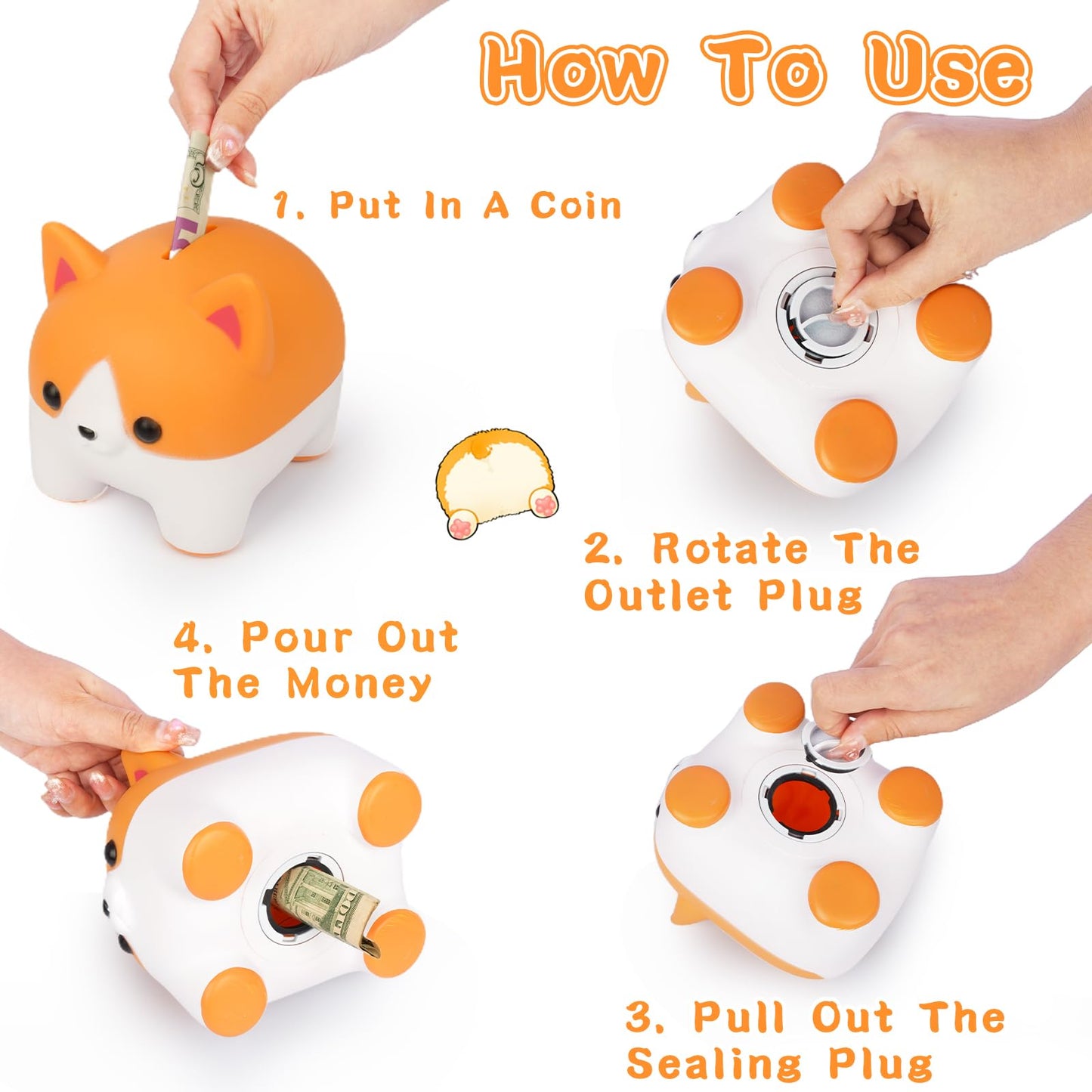 Jizwpoom Piggy Bank For Kids, Dog Piggy Banks, Corgi Piggy Bank For Boys Money Box, Unbreakable Piggy Bank Girls Dog Bank Money Bank For Kids Birthday