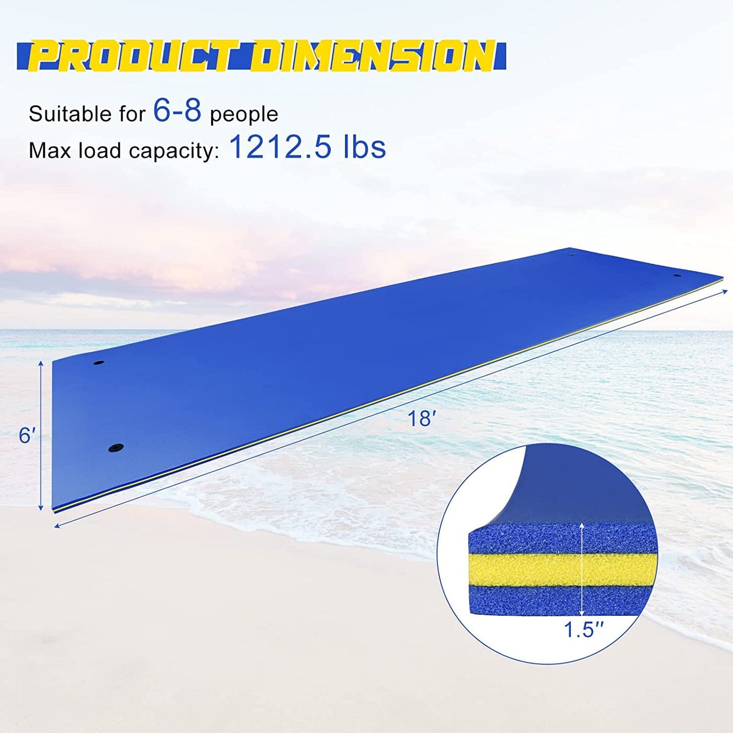 Goplus Floating Water Pad, Lily Pad For Water Recreation And Relaxing, 3-Layer Tear-Resistant Xpe Foam Floating Mat For Beach, O
