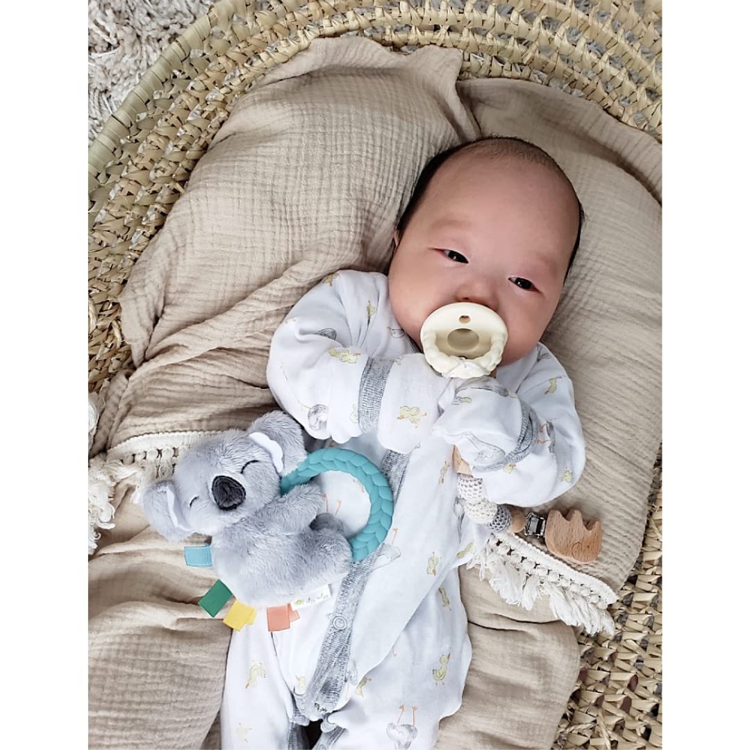 Itzy Ritzy - Ritzy Rattle Pal With Teether - Baby Teething Toy Features A Minky Plush Character, Gentle Rattle Sound & Soft Teether Toy For Newborn (Koala)
