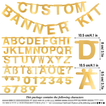 Sunbeauty 146 Pcs Gold Diy Make Your Own Banner Customizable Letters Symbols Banner For Birthday Wedding Happy New Year Baby Sho