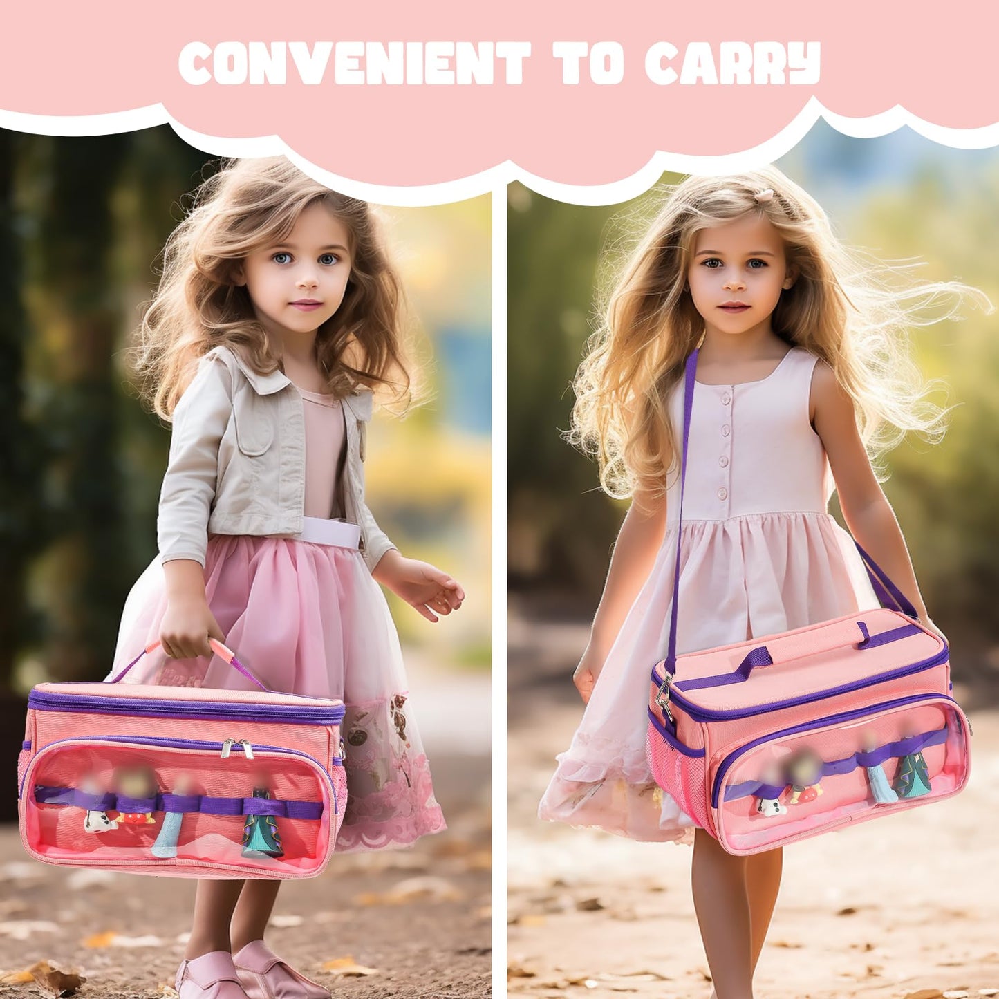 Hautton Carrying Case For Toniebox Starter Set, Portable Travel Carrying Bag For Tonies Audio Player, Tonies Figures, Headphone And Charging Station With Shoulder Strap And Handle -Pink