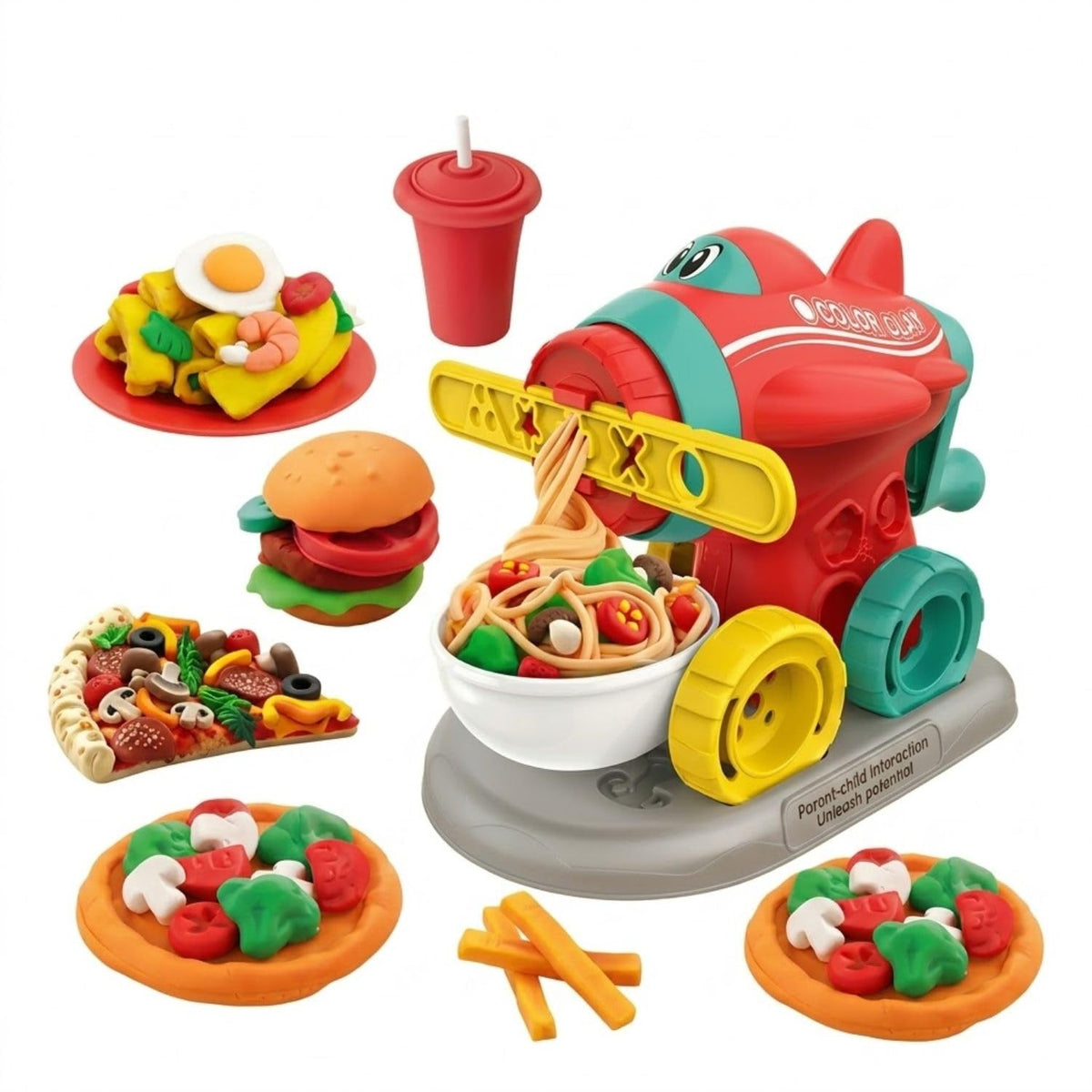 RUZARTH Play Dough Noodle Maker Machine Set for Kids 3+ | Color Clay Food Kit with Extruder, Molds & Tools | DIY Creative Kitche