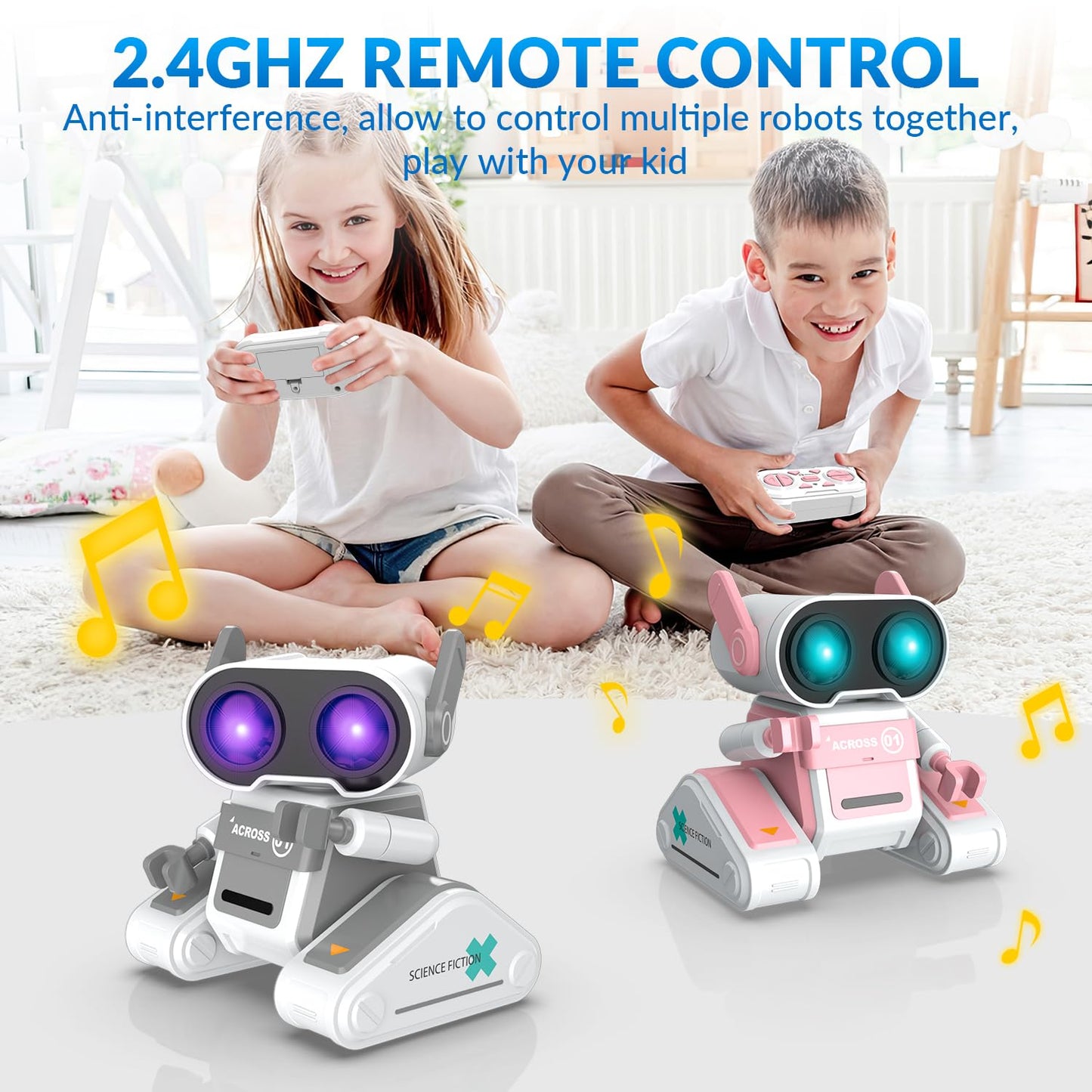 Stemtron Rc Robot Toys For Kids, Rechargeable Remote Control Robot Toy For Boys & Girls, With Auto Demo, Dance Moves, Music, Shi