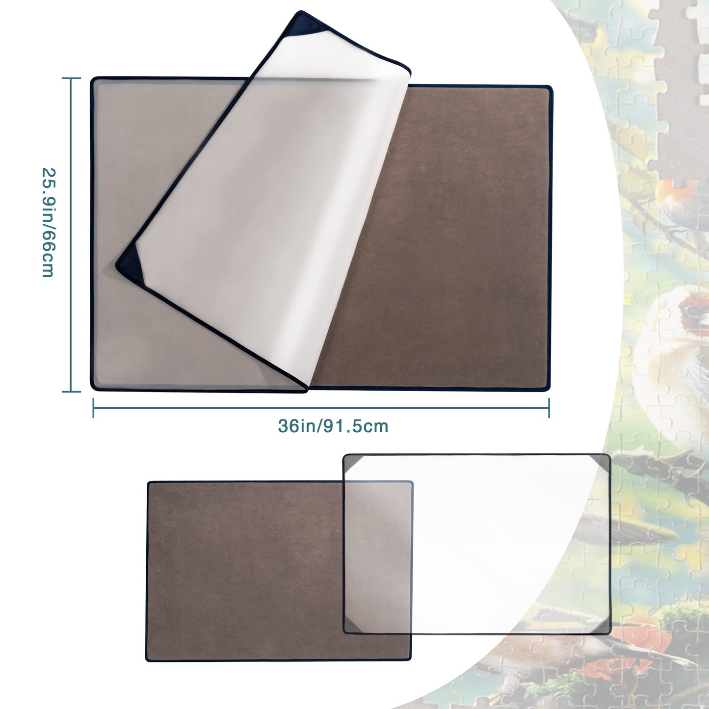Tektalk Portable Jigsaw Puzzle Mat - Non-Slip Gray Surface, Up to 1500 Pieces, Model WGPTB010