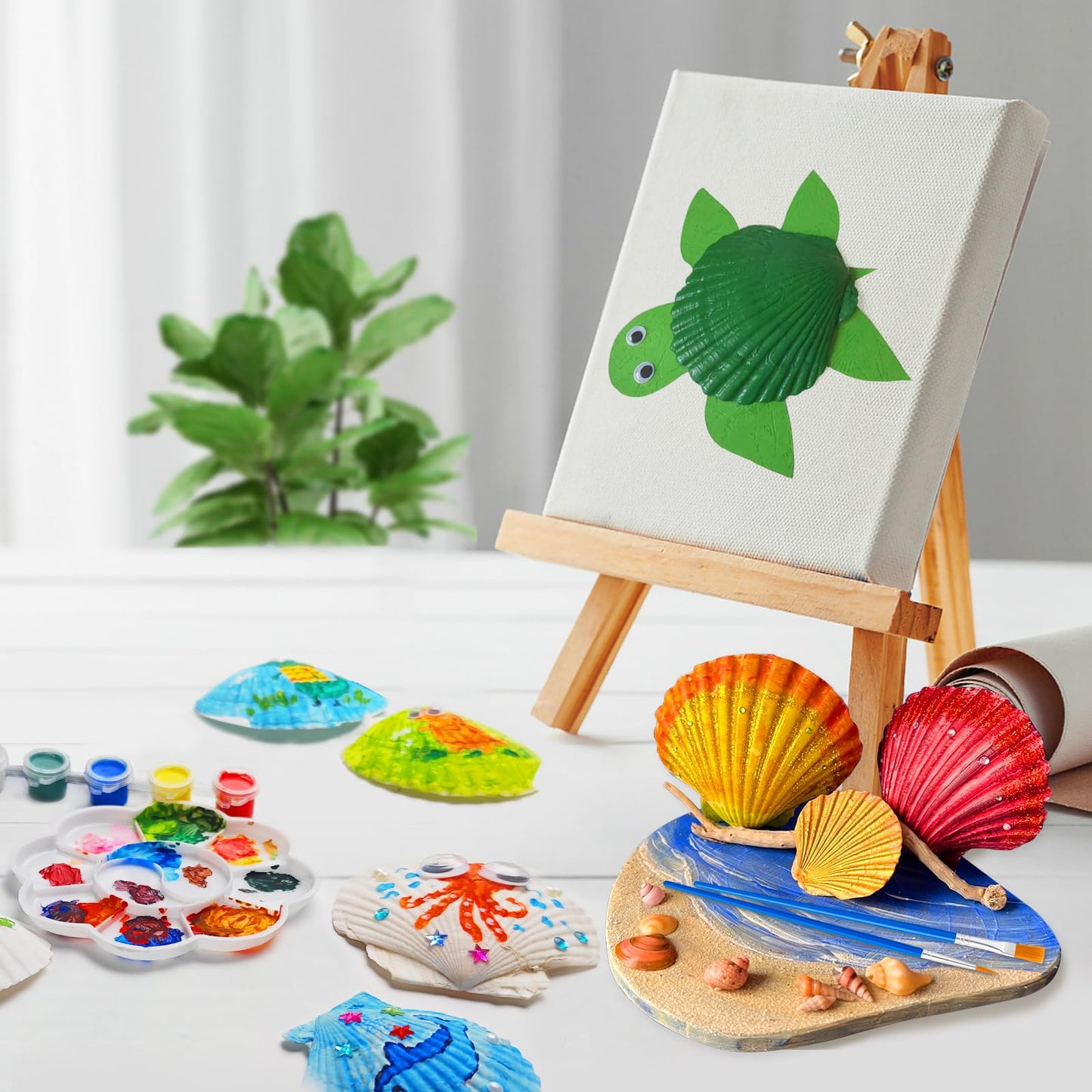Eleanore s Diary Kids Sea Shell Painting Kit, Glow in The Darkness Painting Crafts for Boys Girls, Creative Art Activities Toys