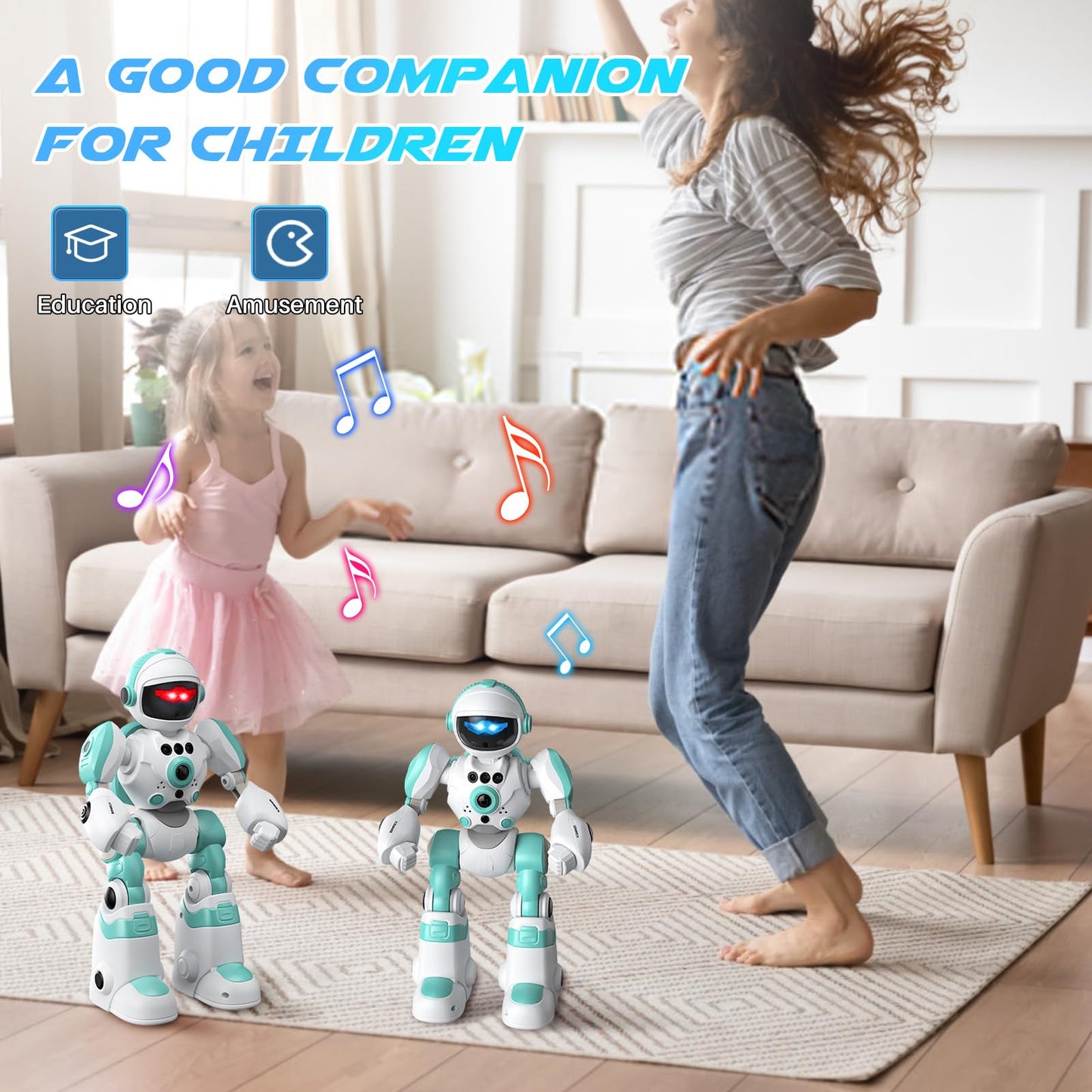Simrex Kids Robot Toys, Remote Control Robot, Programmable Robot With Recorded Voice Music Dance Gesture Control, Gift For Toddler Boys And Girls