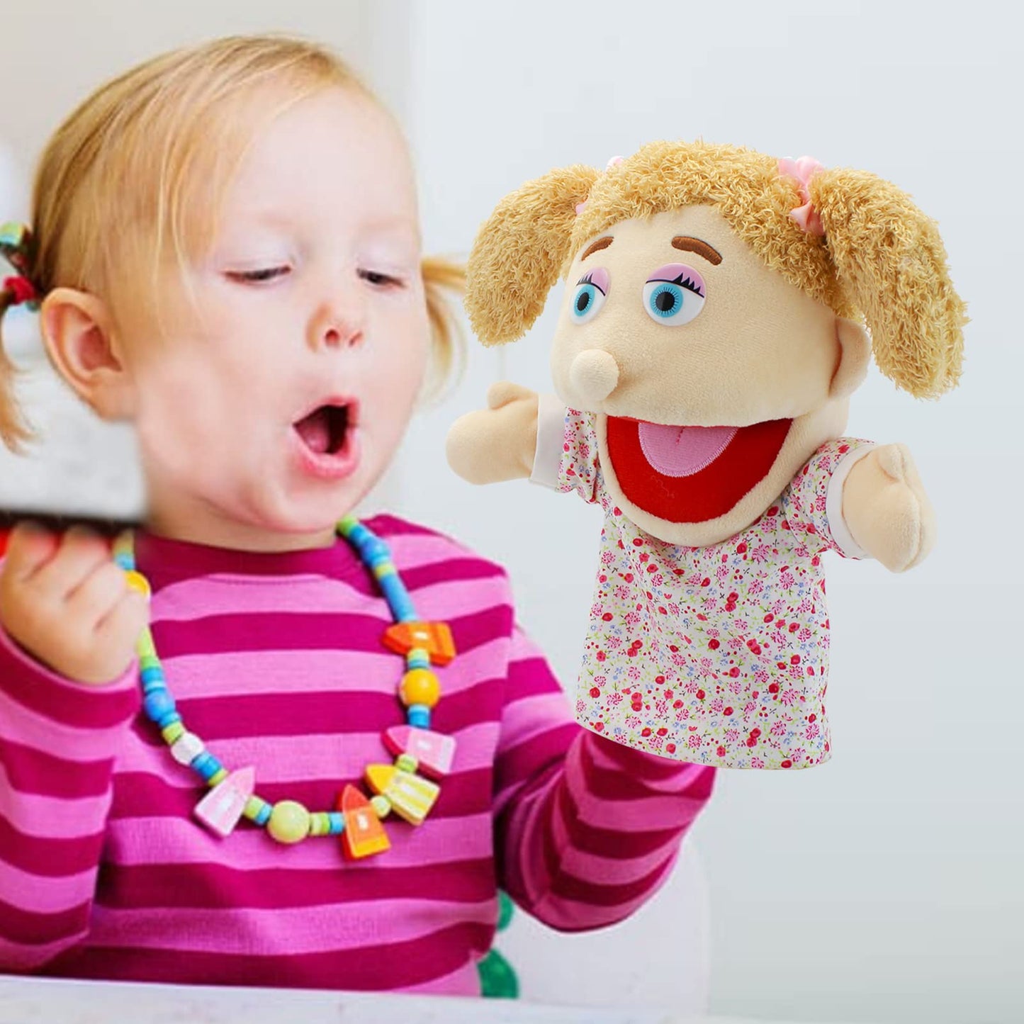Family Hand Puppets,Puppets For Kids Role Paly Family Members 13.4 Inch Multi-Ethnic Puppets Plush Soft Hand Puppets Family Puppets Story Toys, Puppets For Girls Boys Finger Puppets Puppet Set Gifts