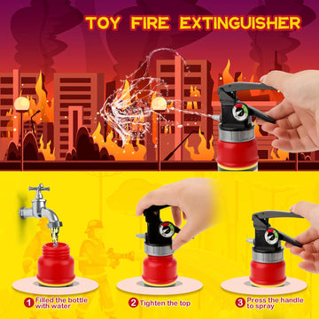 deAO Fireman Costume for Kids - 13 Pcs Toy Set, Red, 12.8 x 10.83 x 4.72 inches, Model 9982, Washable Storage