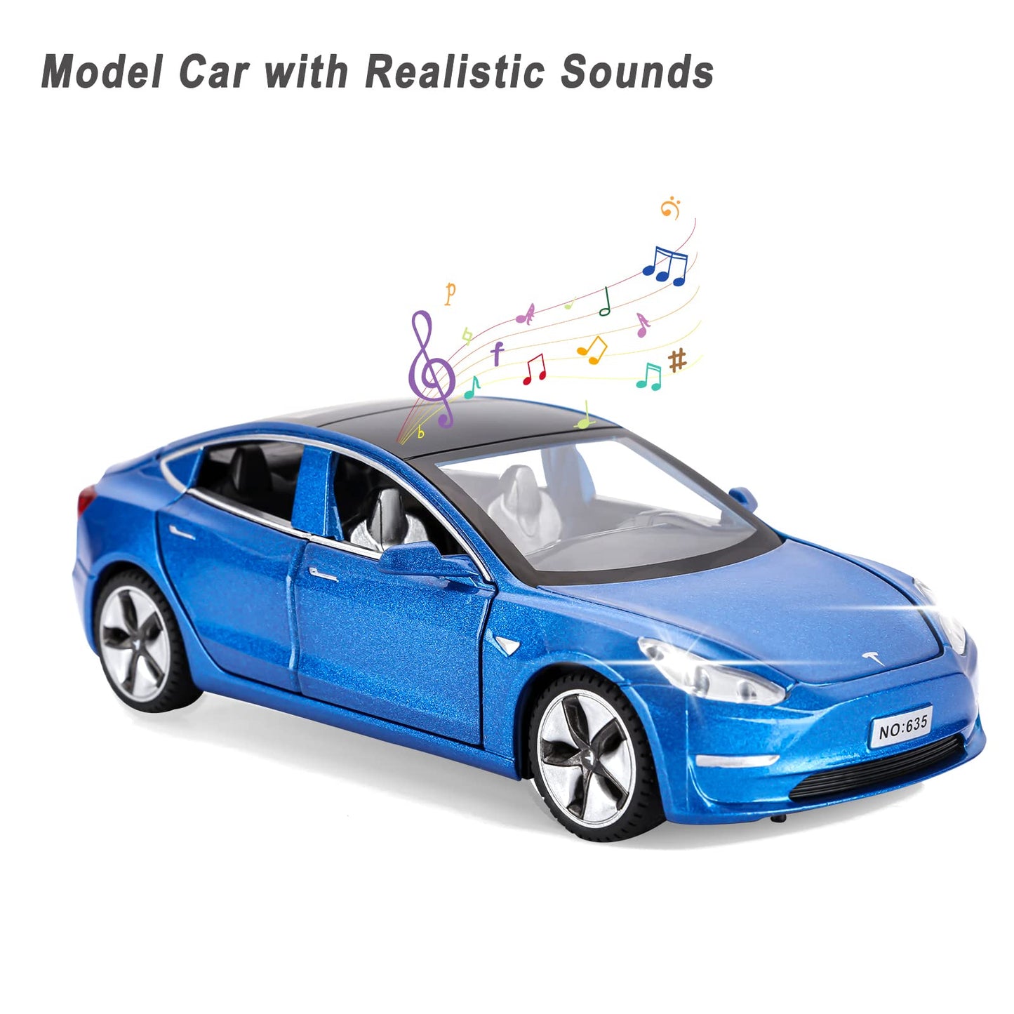 Toy Car Model 3 Diecast Metal Model Cars Pull Back car for Boys and Girls Age 3 - 12 Years Old (Blue)