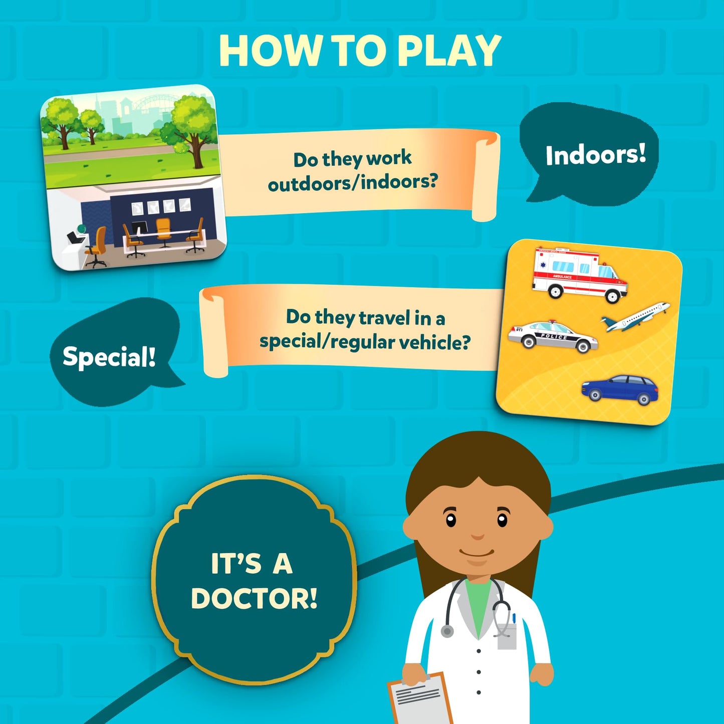 Skillmatics Card Game - Guess In 10 Junior Community Helpers For Boys, Girls, And Families Who Love Board Games And Educational Toys, Travel Friendly, Gifts For Ages 3, 4, 5, 6