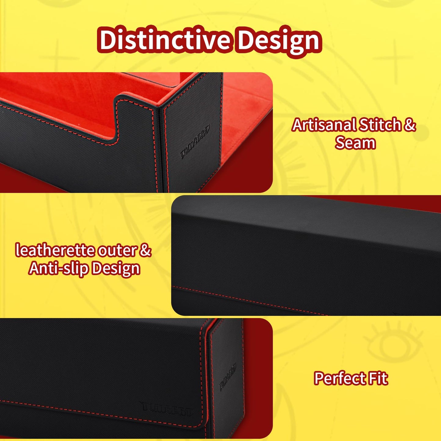 Tombert Premium Deck Box Case For Mtg Ptcg, Large Capacity With 6 Dividers, Fits 800+ Sleeveless Cards Or 500+ Sleeved Cards Tcg Trading Card Games (Black&Red)