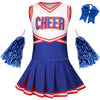 Grajtcin Girls Cheerleader Costume Kids Cheer Uniform Cheerleading Outfit Halloween Fancy Dress For 6-7 Years (130, Blue)