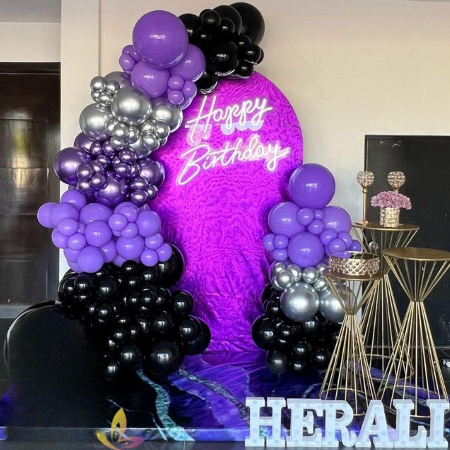 Halloween Balloons,Purple And Black Balloons,60 Pcs 12 Inches Metallic Purple Metallic Silver Matte Black Purple Matte Black Bal