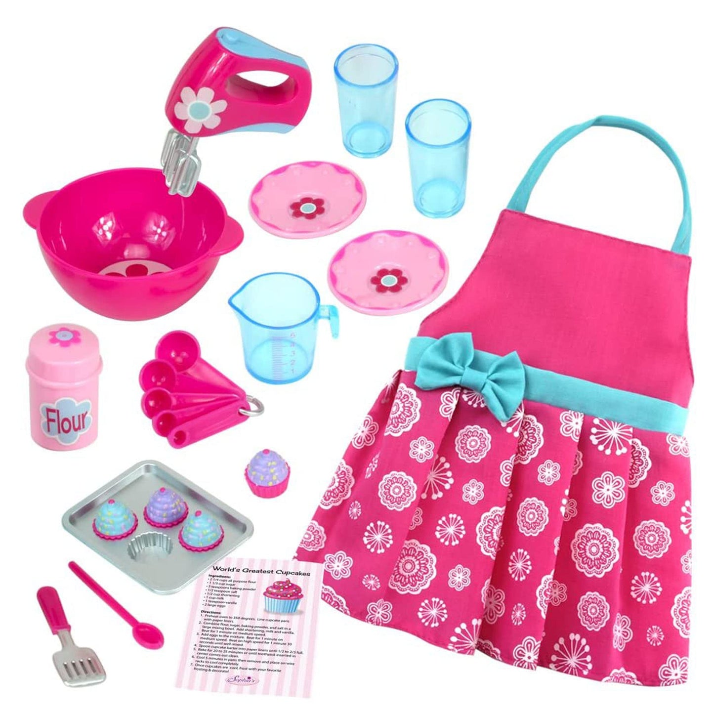 Sophia'S Baking Apron And Accessories Set For 18' Dolls, Pink
