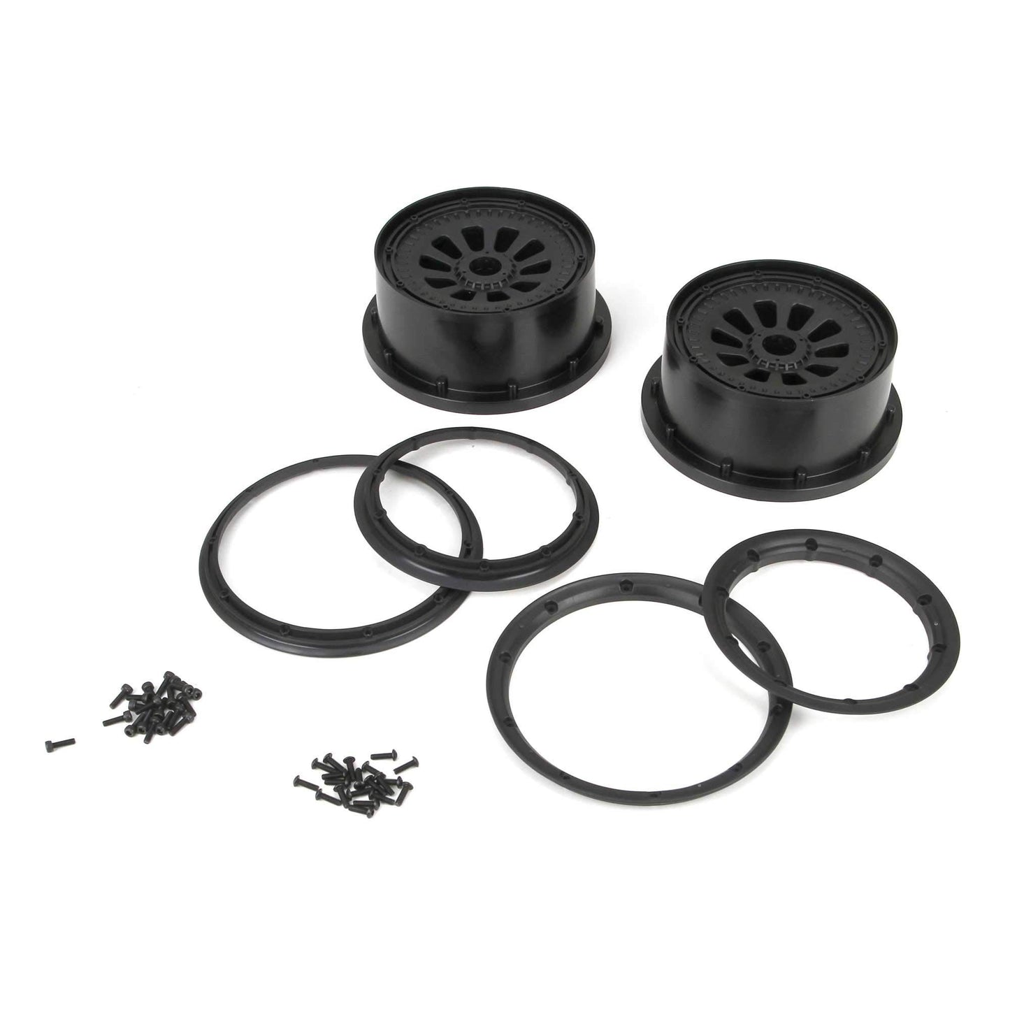 Losi Wheel & Beadlock Set Black 2 5T LOSB7034 RC Tire