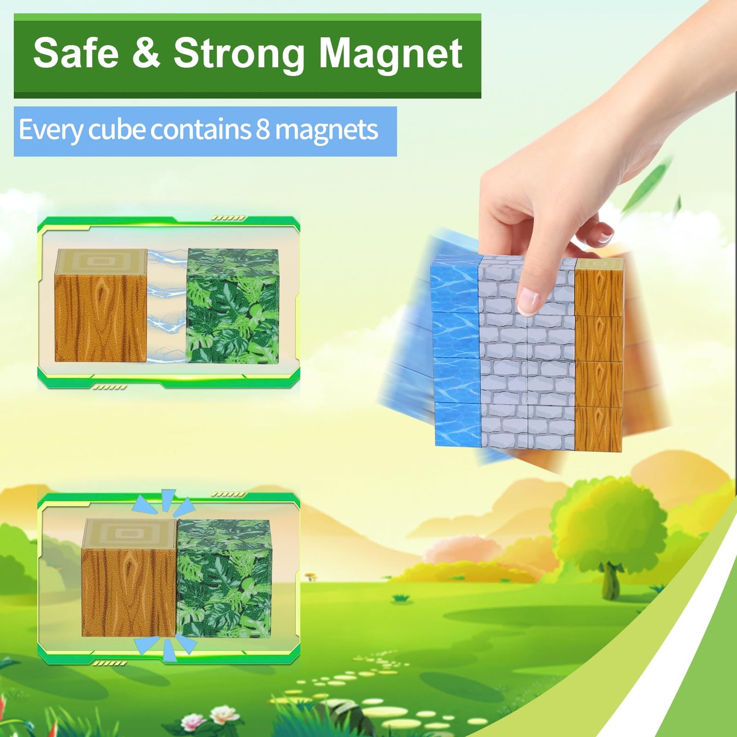 Dulsaera Magnetic Blocks-Build 110Pcs Mine Magnet World Set Toys For Boys & Girls Age 6 7 8 9 10, Stem Montessori Stacking Build