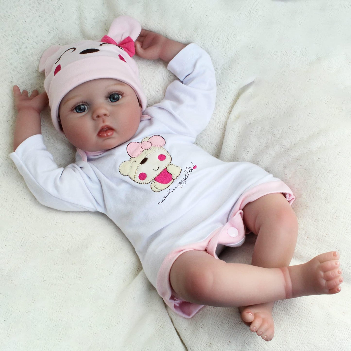 CHAREX 22" Reborn Baby Doll Lucy, Realistic Soft Vinyl Weighted Doll, Gift Set