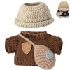 17cm Doll Clothes for Labubu (NO Doll) - Kawaii Chic Style Set for 17cm Dolls Handcrafted Crochet Dolls Outfit with Accessories - Khaki Wool Hat + Brown Romper + Khaki Bag (Brown)