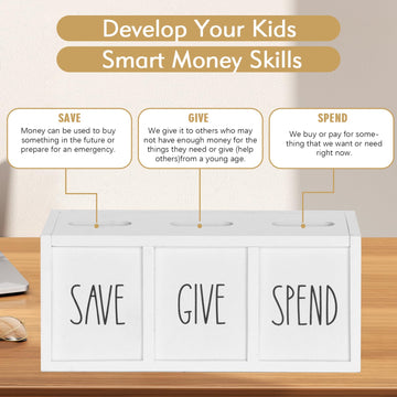 Piggy Bank For Kids, Saving Box For Adults For Bills And Coins, Money Box For Cash, Wood Money Saving Box For Boys And Grils,Giv