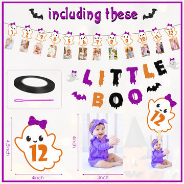 Halloween Ghost 1St Birthday Photo Banner Baby Ghost Birthday Photo Banner For Newborn To 12 Months Milestone Photograph Bunting