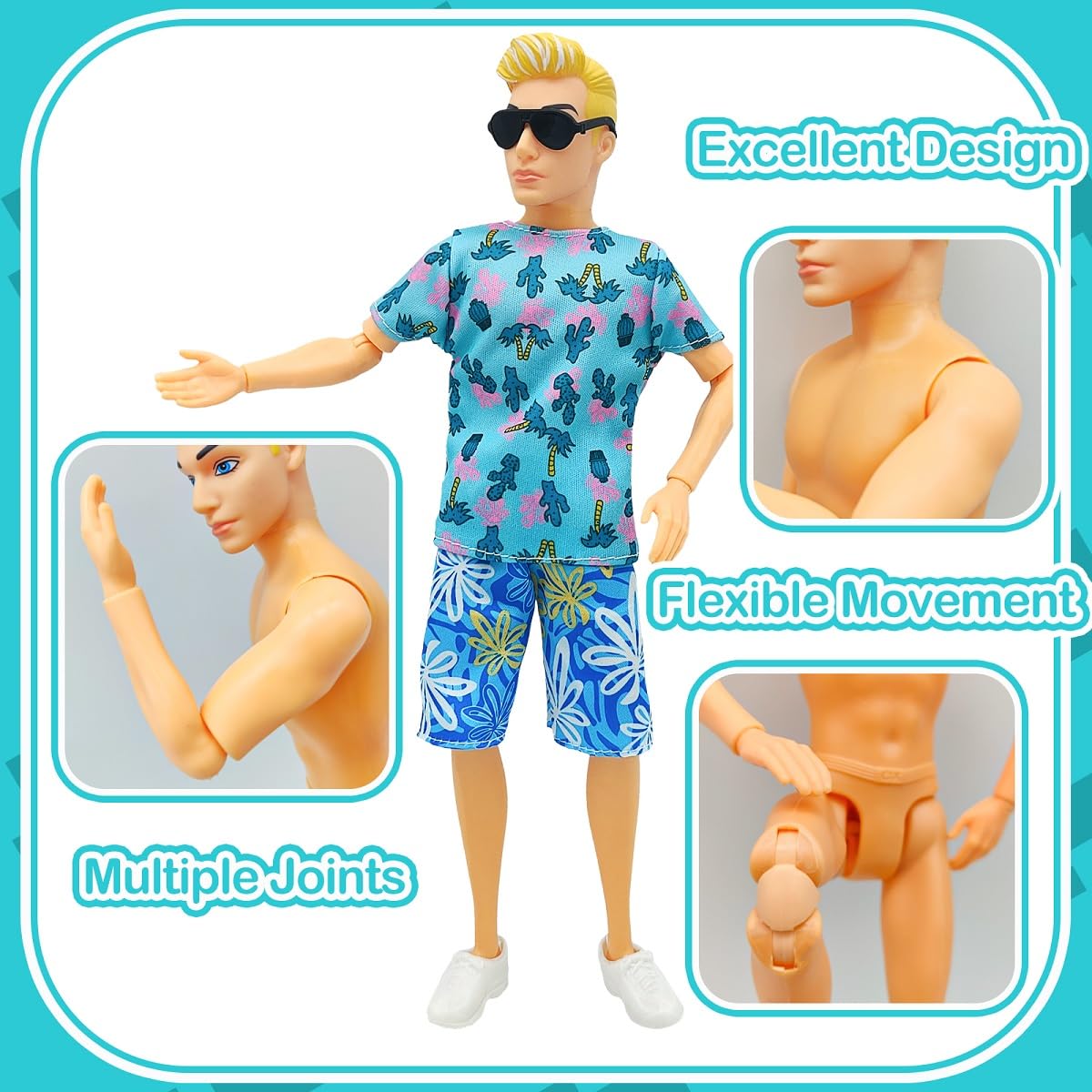 Flfuatt Stylish Fashions Girls Doll Toys, The Ultimate Fashionista Doll For Trendy Kids, 11.5 Inch Fashion Doll (Blue Short Slee