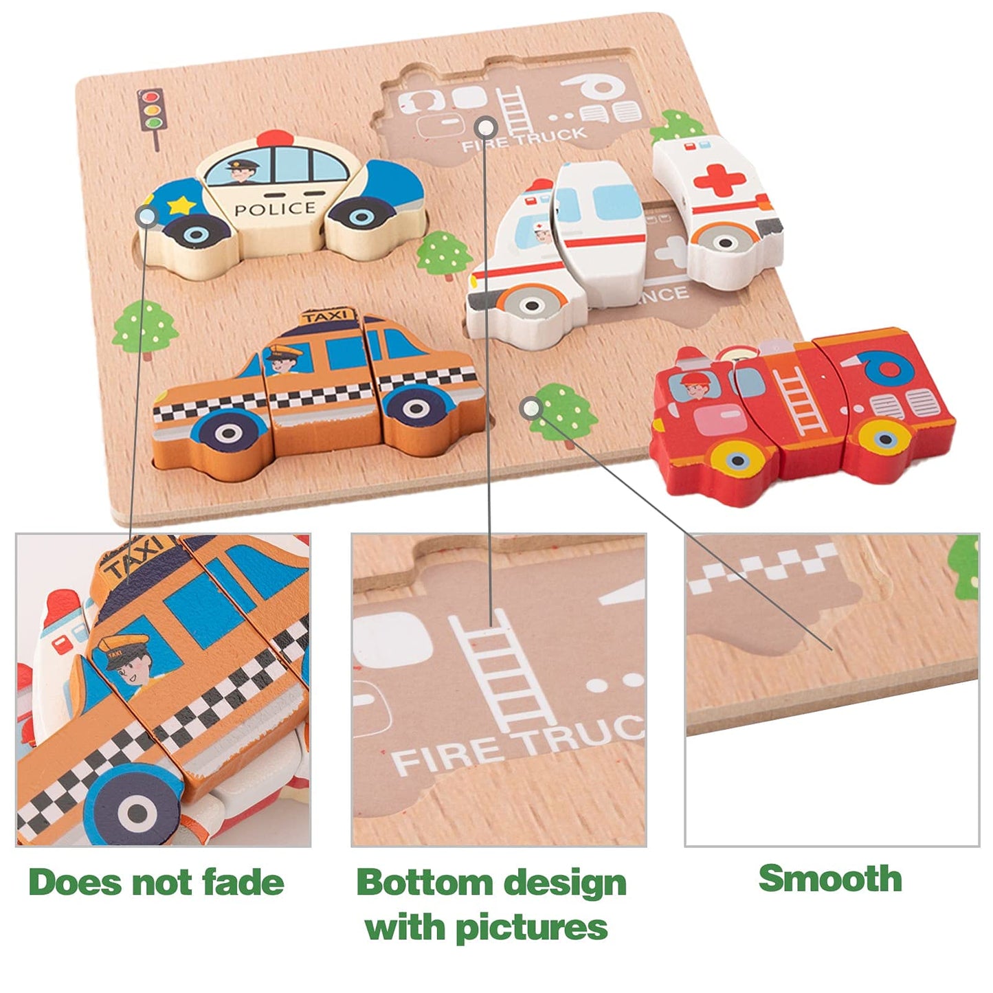 Cucos Wooden Toddler Puzzles For Kids Ages 1-5 Years Old, Wooden Peg Vehicle Toddler Puzzles, Learning Toys Educational Gift For