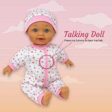 12 Inch Talking Baby Dolls For 3 Year Old Girls - Soft Body Interactive Baby Doll For Kids That Can Talk, Cry, Sing And Laugh -