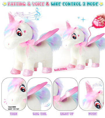 Soliehoo Unicorn Toys For Girls Unicorn Gifts, Walking Talking Singing Interactive Toy, Remote Control Plush Unicorn Pet Care To