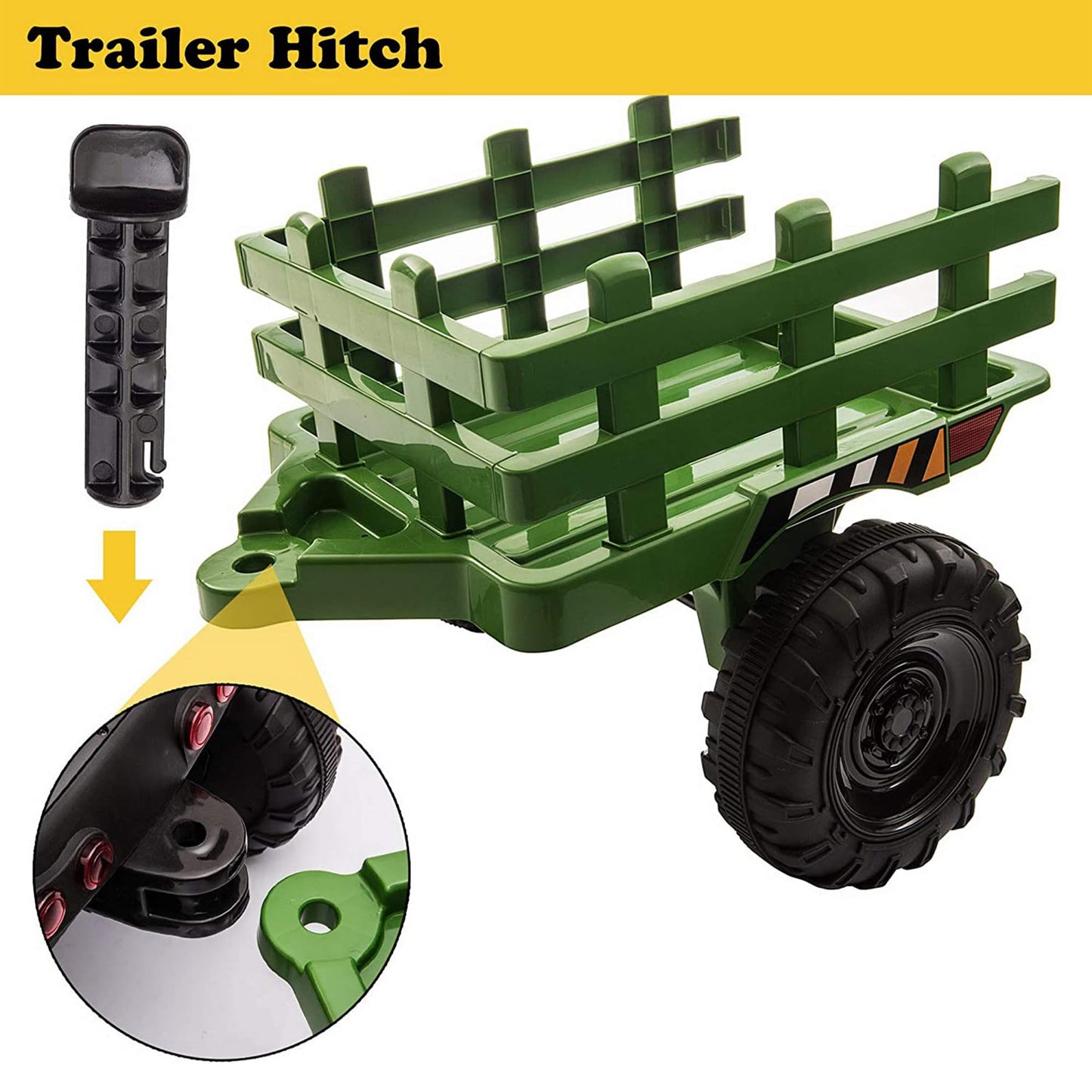 Tobbi Kids Electric Ride On Toy Tractor, 12V Battery-Powered 4 Wheels Ride On Car With Trailer, 35W Dual Motors/3-Gear-Shift/Led Lights/Usb Audio Functions For Toddlers 3-6 Years-Dark Green