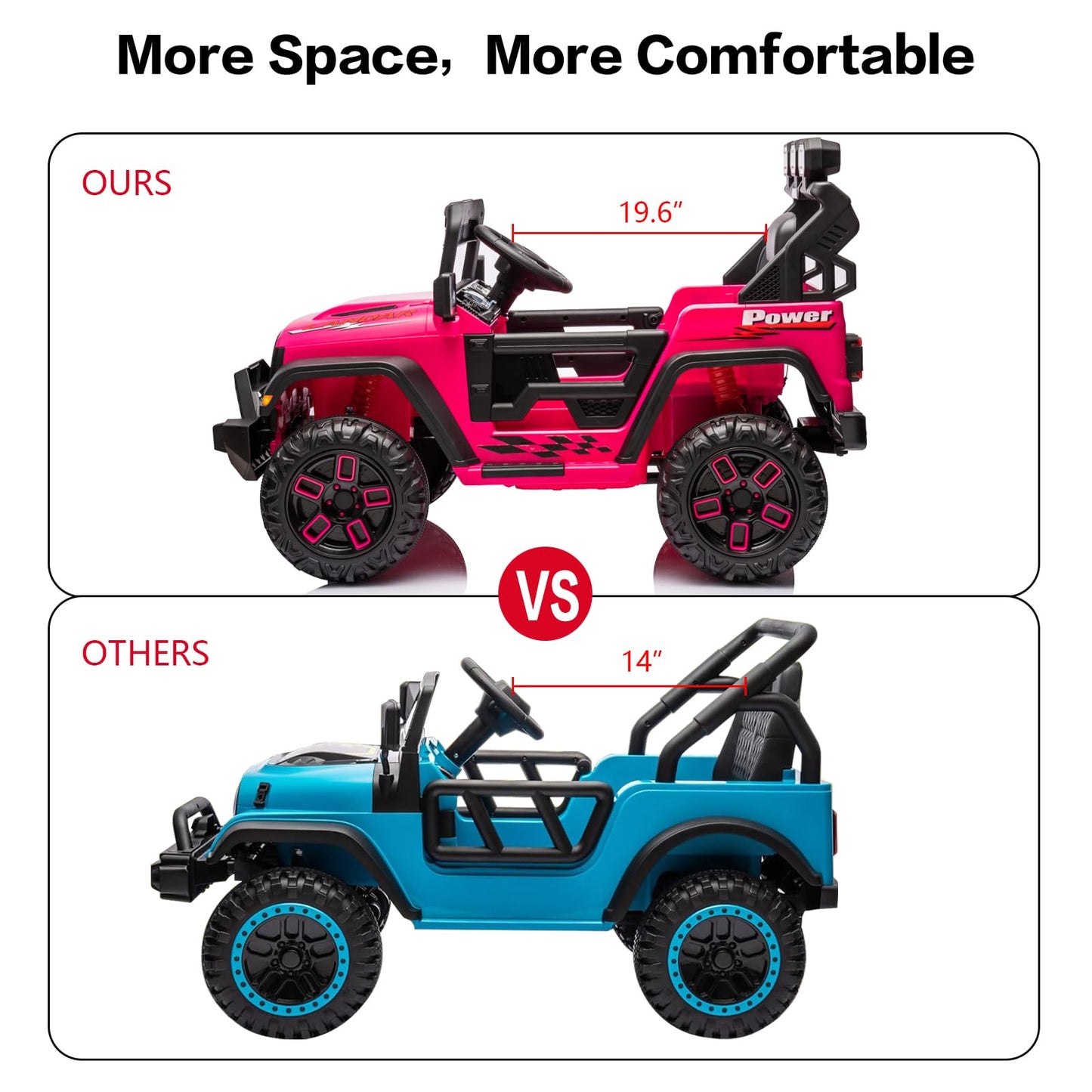 Modern-Depo 12V Kids Ride On Car Truck With Diy Stickers, Manual/Remote Control Electric Car With Led Lights, 2 Motors, 2 Speeds Adjustable, Openable Doors, Spring Suspension, Music Player, Rose Pink