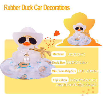 Cofubcad Car Rubber Duck Dashboard Decoration Colorful Duck Car Ornaments With Special Props Mini Swim Ring Sunglasses Cowboy Or Sun Hat(A31)