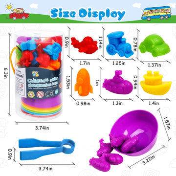 NAODONGLI Counting Transport Game - Color Sorting & Sensory Training for Ages 3-5, Medium Plastic with Rainbow Bowls, Model 2188-17