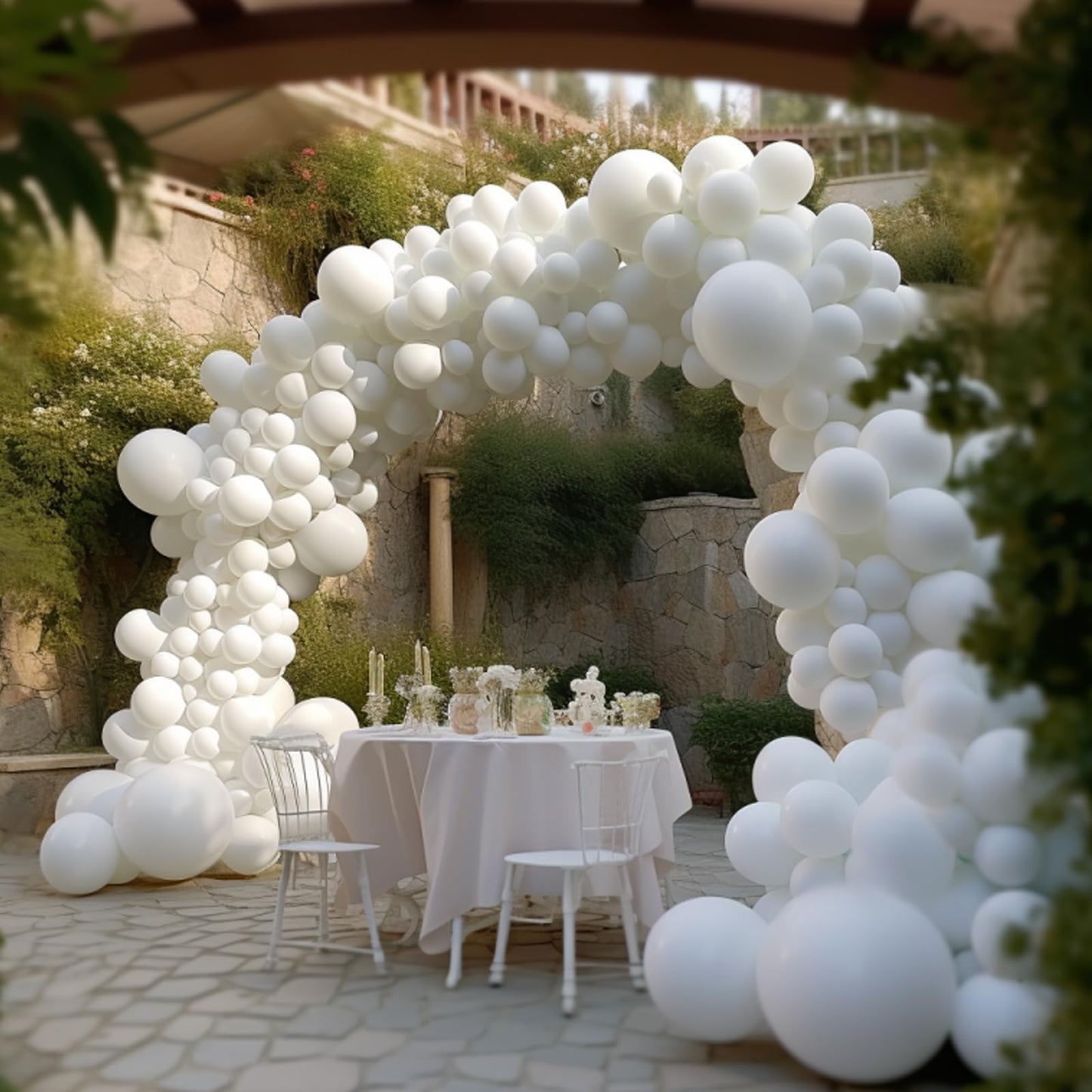 130Pcs White Balloons Different Sizes 18'' 12'' 10'' 5'' Balloon Garland Arch Kit Perfect For Birthday Party, Graduation, Baby S