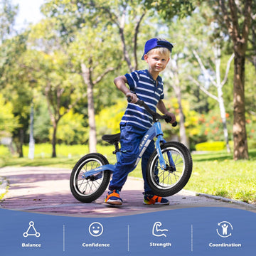 14'' Kids Balance Bike For 3,4,5,6 Year Old Boys And Girls, Air Tires With Magnesium Alloy Frame, Lightweight No Pedal Toddler T