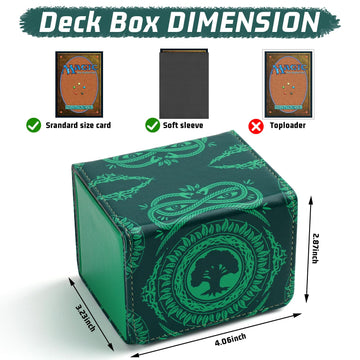Deck Box for MTG Cards Trading Commander Deck Case Holds 120+ Sleeved Cards PU Leather Magnetic Collectible Card Storage Box Fits for TCG Magic Card (Green)