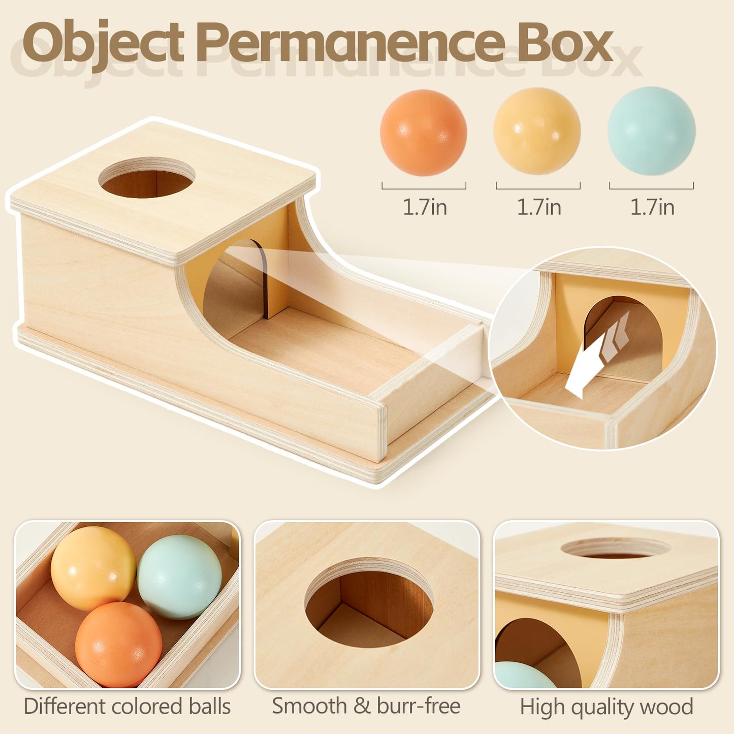 Toyssa Wooden Montessori Baby Toys 6-12 Months, 6 In 1 Baby Sensory Toys For Toddler 1-3 With Infant Stacking Rings/Object Perma