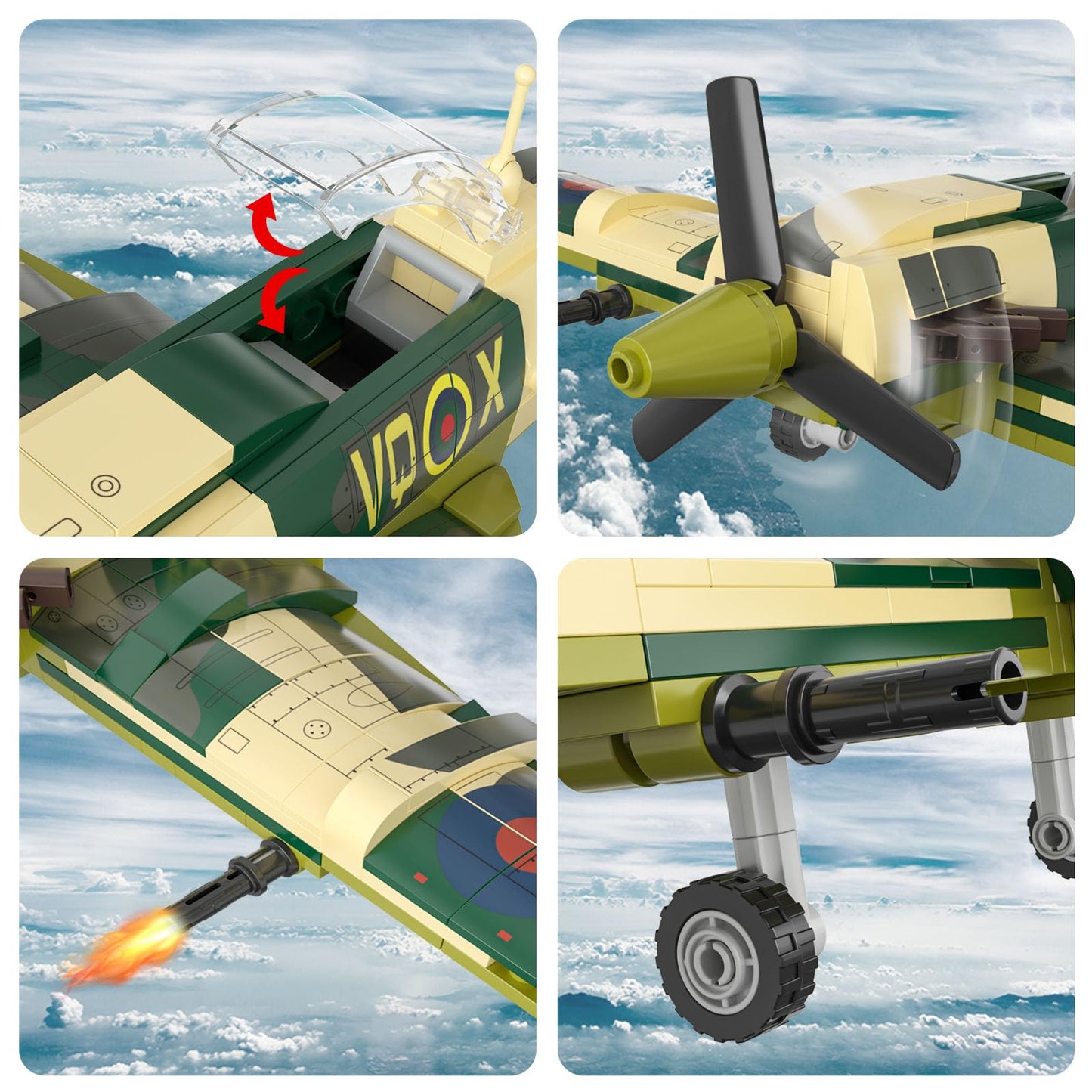 Toy Player Spitfire Fighter Plane Jet Building Set - Compatible With Lego Plane, Military Airplanes Model, Gift For Boys Age 6 7 8 9 10 11 12 And Ww2 Military Setcollectors & Enthusiasts